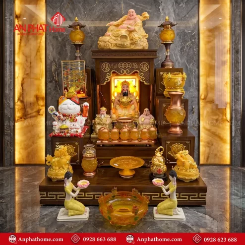 Mẫu Bàn Thờ Thần Tài Đồ Thờ Lưu Ly Cao Cấp BT-2697