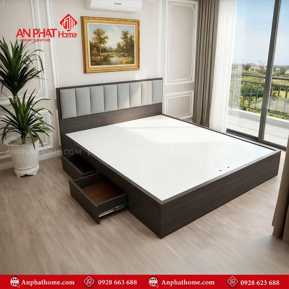 Giường ngủ gỗ cao cấp ngăn kéo thông minh